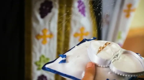Two wedding ring on a beautiful cushion Video stock 62624183