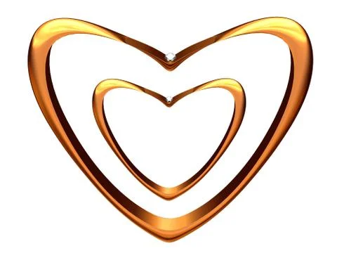 Two wedding rings bent in the form of hearts. Stock-Illustration