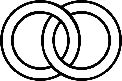 Two wedding rings connected line icon 스톡 일러스트