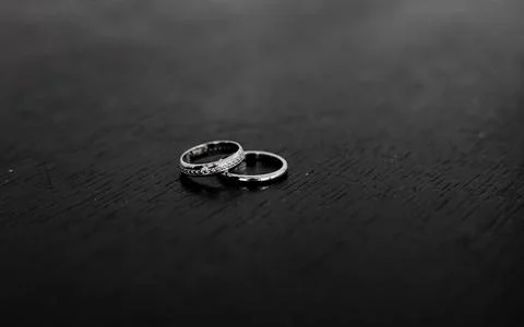 Two wedding rings, copy space Stock Photos
