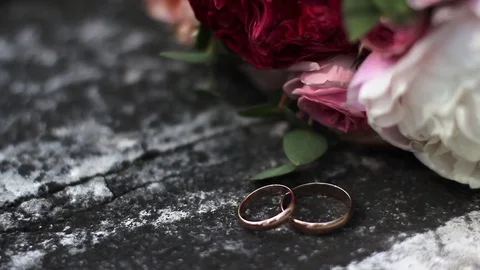 Two wedding rings Stock Footage 77588756