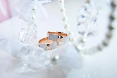 Two wedding rings Stock Photos