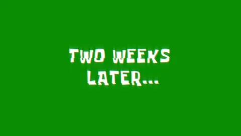 Two weeks later text glitching modern effect for movie word animation Stock Footage 313336138