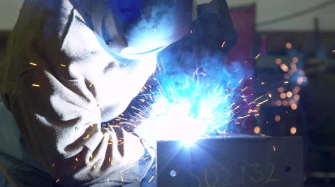 Two welders welding in slow motion 4K UHD 動画素材 49212992