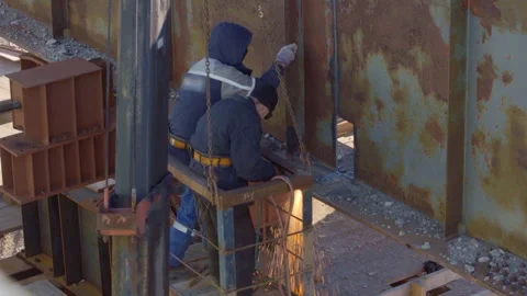 Two welders at work Stock Footage 263967529