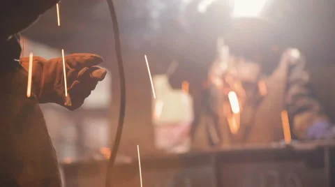 Two welders working close up Stock Footage 64477010