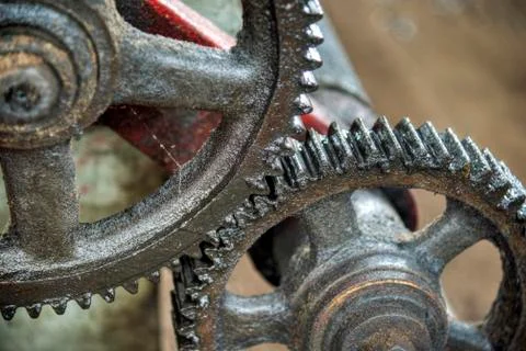 Two well oiled cogwheels Foto stock