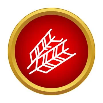 Two wheat ears line icon in red circle Stock Illustration