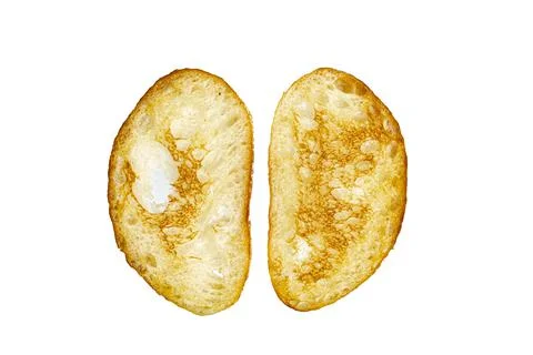 Two wheat toast on a white background close-up Foto stock