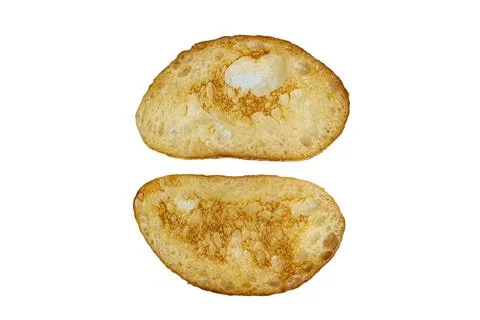 Two wheat toast on a white background close-up Foto stock