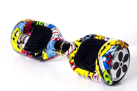 Two-wheeled electric gyro-pattern in graffiti style on a white background. Stock Photos