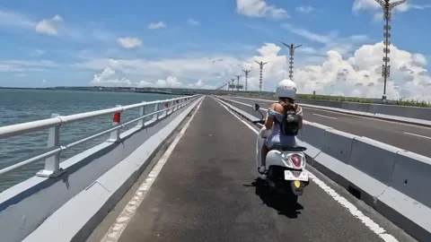 Two wheeled motorway Stock Footage 242739725