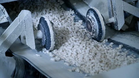 Two wheels moving along both sides of conveyor belt.  Stock Footage 168695003