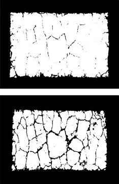 Two white and black rectangular frames with cracks Stock Illustration