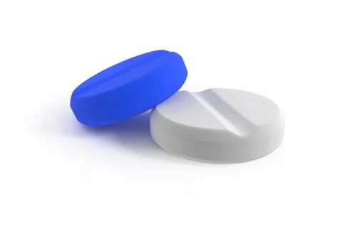 Two white and blue tablets isolated 3d illustration Stock Illustration