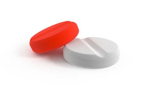 Two white and red tablets isolated 3d illustration Stock Illustration