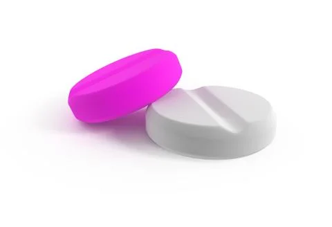 Two white and violet tablets isolated 3d illustration Stock Illustration