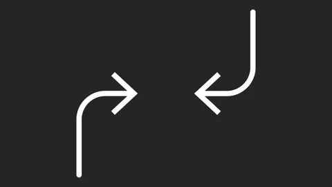 Two white arrows curve to meet at a central point.  Stock Footage 346529426