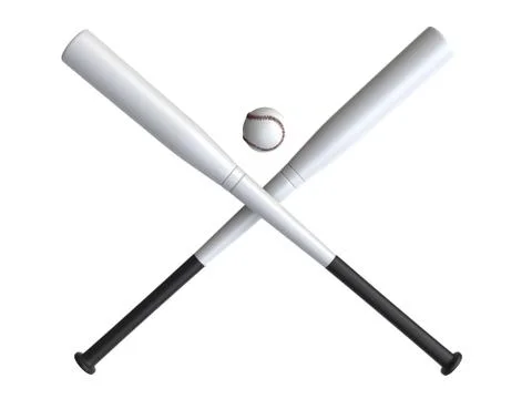 Two white baseball bats crossed - baseball in the middle Stock Illustration