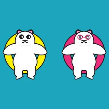 Two white bears sunbathing vektor design Stock Illustration
