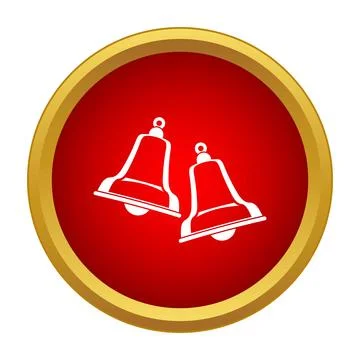 Two white bells icon on a red circle Stock Illustration