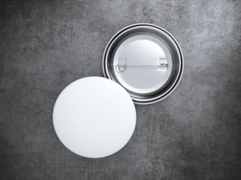 Two white blank badges on the concrete floor. 3d rendering イラスト素材
