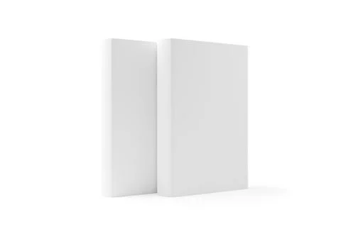 Two white blank hardcover book templates or mock ups standing on white backgr Stock Illustration