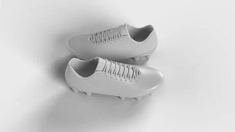 Two white boots organized on the white backdrop, top view Stock Illustration