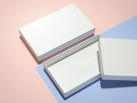Two white boxes . 3d rendering 库存插图