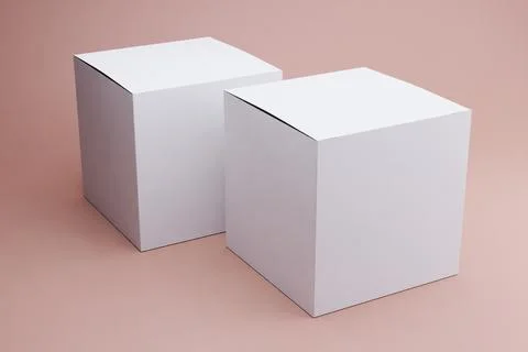 Two white boxes on pink background, product display Stock Illustration