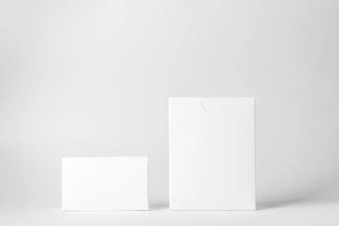 Two white boxes on a white background. Stock Photos