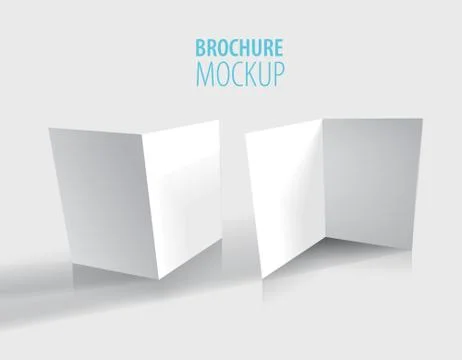 Two White Brochure design isolated on grey.Realistic style. Stock Illustration