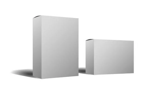 Two white cardboard box mock-up, products, white background to fill Stock Illustration
