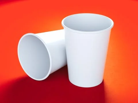 Two white cardboard cups 스톡 일러스트