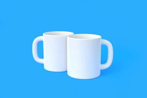 Two white ceramic cup or empty mug for coffee, drink or tea Stock Illustration