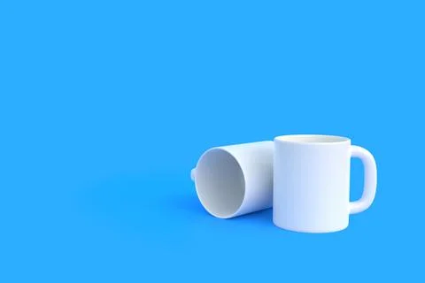 Two white ceramic cup or empty mug for coffee, drink or tea Stock Illustration