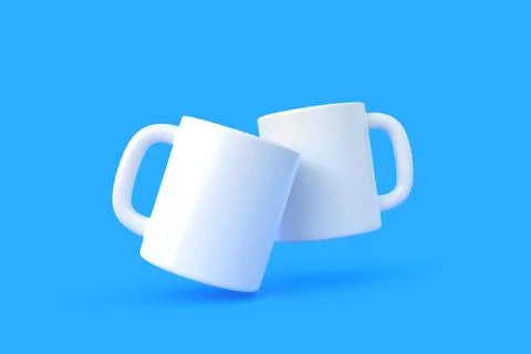 Two white ceramic cup or empty mug for coffee, drink or tea Stock Illustration