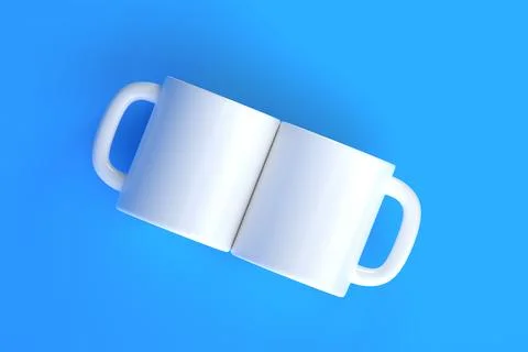 Two white ceramic cup or empty mug for coffee, drink or tea Stock Illustration