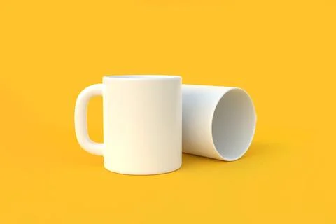 Two white ceramic cup or empty mug for coffee, drink or tea Stock Illustration