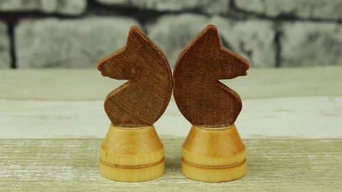 Two white chess knight Stock Footage 78223398
