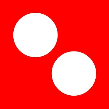 Two white circles on a red background, minimalist design, abstract Stock Illustration