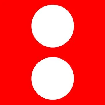 Two white circles on a vibrant red background Stock Illustration