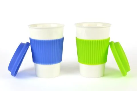 Two White Containers on White Stock Photos