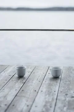 Two  white cup of coffee Stock Photos