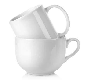Two white cup isolated Stock Photos