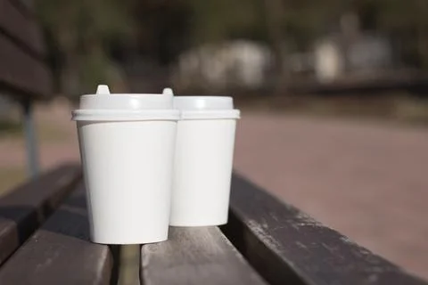 Two white cups of tea or coffee Stock Photos