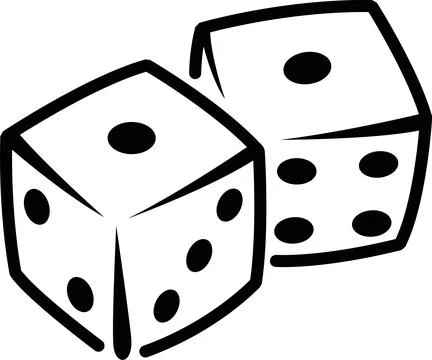 Two White Dice, Gambling Concept, Isolated on White Background Illustrazione stock