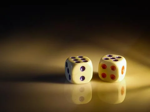 Two white dice Stock-Fotos