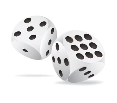 Two white dices in motion Stock Illustration
