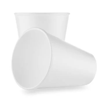 Two white disposable cups Stock Photos